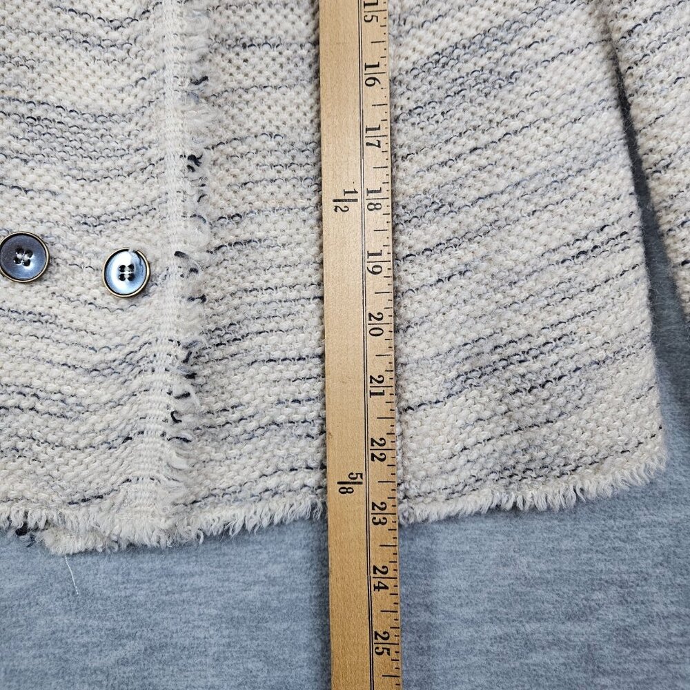 Isabel Marant Tweed Button Jacket Beige Raw-Edge Trim collarless Women's Size 40 - Picture 6 of 11
